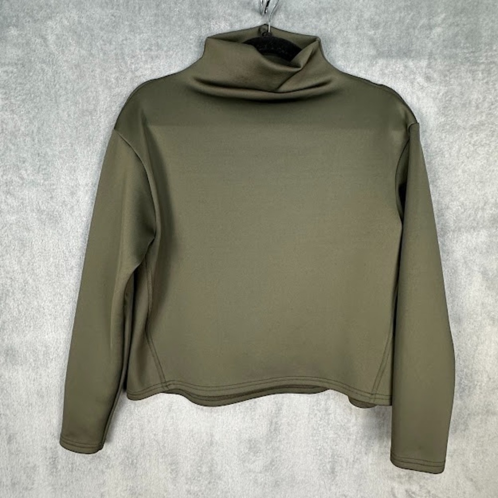 Aday Mock Neck Like A Boss Top Womens Extra Small Green Recycled Scuba Capsule